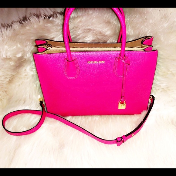 🆕MICHAEL KORS Mercer Convertible Hot Pink Bag - Picture 3 of 7